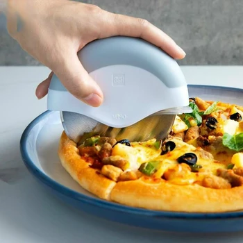 Youpin Mijia Youpin Cortador de Pizza em Aço Inoxidável Faca de Bolo Pizza Rodas de faca Removível de Cozinha, Ferramentas de Cozimento Para Tortas, Waffles