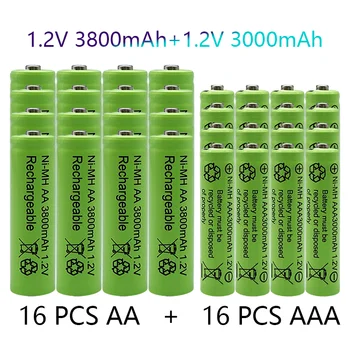 1.2 V AA 3800mAh Pilhas Recarregáveis NI-MH+AAA bateria de 3000 mAh Rechageable bateria NI-MH 1,2 V AAA bateria