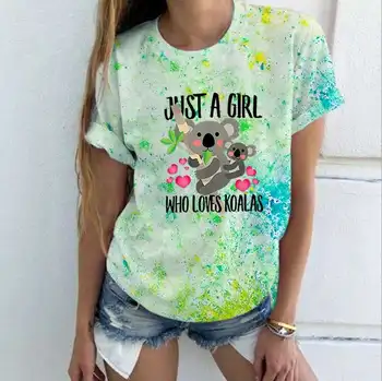 Apenas Uma Garota Que Ama O Koala T-Shirts Mulheres Da Moda Tee Gráfico Bonito Koala Imprimir T-Shirt Engraçada Vintage Tops Tie Dye Feminino Tshirt