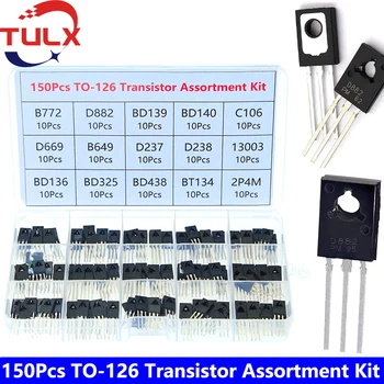 150Pcs/ Caixa-126 Transistor Variedade Kit B772 D882 BD139 BD140 C106 D669 B649 D237 D238 13003 BD136 BD235 BD438 BT134 2P4M
