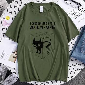 A Teoria do Big Bang o Gato de Schrödinger homens T-shirts padrão de 2021 de verão, moda casual t-shirt de streetwear hip hop marca tee