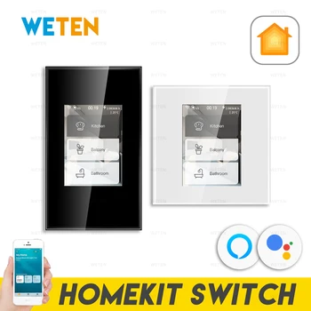 Homekit wi-Fi Parede, Interruptor de Luz, Tela de LCD de Painel de Toque Inteligente Cortina Comutador de Energia do Monitor para o Alexa Inicial do Google