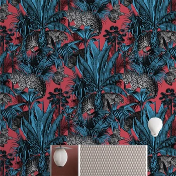 beibehang personalizada foto mural Vermelho retro leopard papéis de parede papel de parede para decoração de casa de fundo, papéis de parede para decoração sala de estar