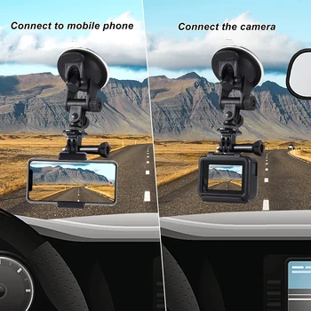 Pára-brisa do carro Suporte de Montagem Montagem da ventosa para GoPro Hero 11 10 9 8 7 6 5 4 DJI OSMO Câmara de Ação para iPhone Smartphone
