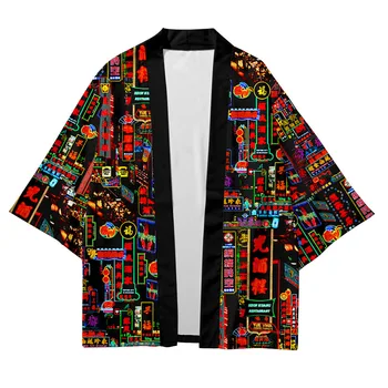 Kimono de homens e mulheres 2021 tradicional Japonesa de quimono casaquinho de néon padrão de camisa Japonesa de quimono de verão