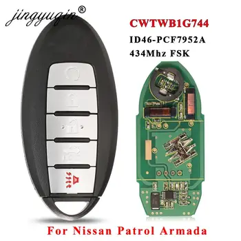 jingyuqin CWTWB1G744 Sem para Nissan Patrol Armada 5 Botões de 433.92 Mhz FSK ID46 Pcf7952 Chip Smart Remote Chave do Carro Fob