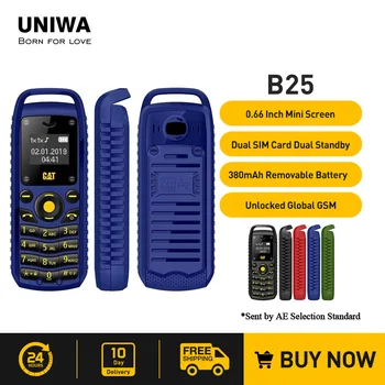 UNIWA B25 0.66 Polegadas de 2G Mini Celular Fone de ouvido Bluetooth sem Fio Mão Livre, Fone de ouvido Celular Desbloqueado Dual SIM Card da Venda