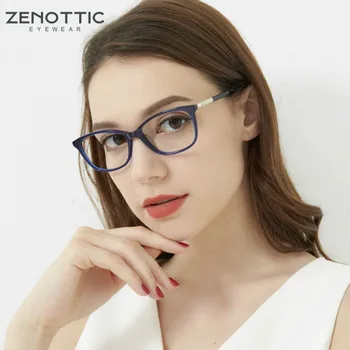 ZENOTTIC Retro Acetato de Olho de Gato Armações de Óculos Para Mulheres Miopia Óptico Limpar Lente de Óculos de Armação de Óculos de grau Armação