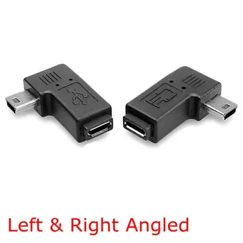 90 Graus para a Esquerda e Direita em Ângulo Mini USB 5pin Macho Fêmea para Micro USB Sincronização de Dados do Adaptador de Energia