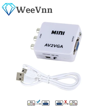 Com 3,5 mm de Áudio 1080P de Vídeo Mini Conversor AV RCA Para VGA Conversor de Vídeo Conversor AV2VGA / CVBS + Áudio Para PC, Conversor HDTV