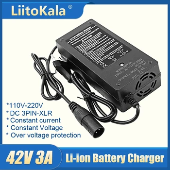 LiitoKala 42V 3A lítio carregador de bateria para 10S 36V bateria do li-íon scooter elétrica bicicleta elétrica conector do carregador Conector XLR