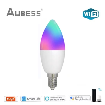 Tuya Smart wi-Fi E14 LED RGB Lâmpada de 100-240V Dimmable Lâmpadas de Trabalho Com Alexa Inicial do Google Vida Inteligente Yandex Alice