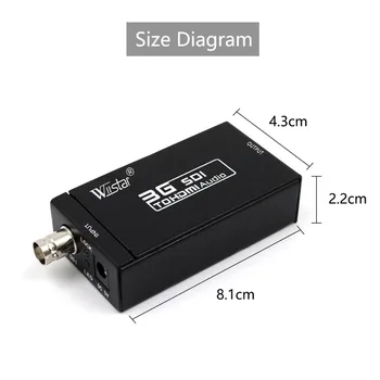 SDI Conversor Mini 3G SDI Adaptador HDMI - 1080P Full HD SDI para HDTV, Conversor de Áudio - Suporta HD-SDI e 3G-SDI