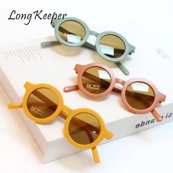 LongKeeper Retro Rodada de Óculos de sol Para Crianças Meninos Meninas rapazes raparigas Óculos Criança de Óculos de Sol do Bebê Tons de Óculos com Proteção UV Oculos Gafa