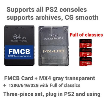 128G 64G PS2 ISO + MX4SIO TF Adaptador Para PS2 Todos os Consoles+Free Mcboot Cartão de Memória MX4SIO Versão Arquivada Melhor do que OPL 1.2.0