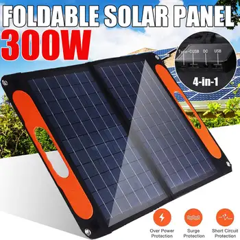 300W Dobrável, Painel Solar Duplo USB/TIPO C/DC Lucrativo ao ar livre de Dobramento de Células Solares Solar Carregador de Bateria para Telefone RV Carro de Campismo
