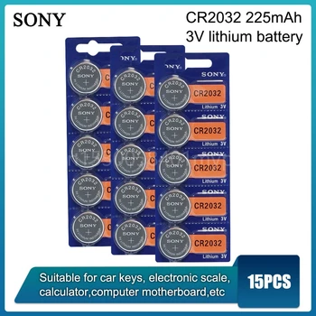 15pcs SONY Original cr2032 Célula de Baterias de 3V, tipo Moeda de Lítio de Bateria Para o Relógio do Controle Remoto Calculadora cr2032
