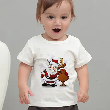 Design Simples, Verão, Natal-Shirts Para Menina, Moda, Garotos Bonitos De Natal Camisa De Santa Elk Sonho De Floco De Neve De Natal Das Crianças Camisas