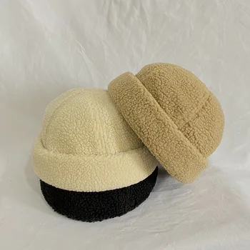 Venda quente nova de outono inverno unissex em algodão macio berbere de Lã ajustável tamanho do rolo da borda rua moda casual quente beanies chapéu