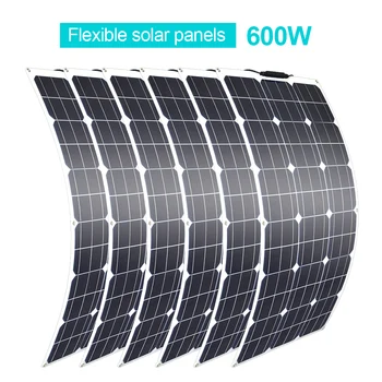 Flexível Painel Solar 100w 200w 300w 400w 500w 600w 1000w para RV Barco de Casa de Carro de 12V 24V Carregador de Bateria