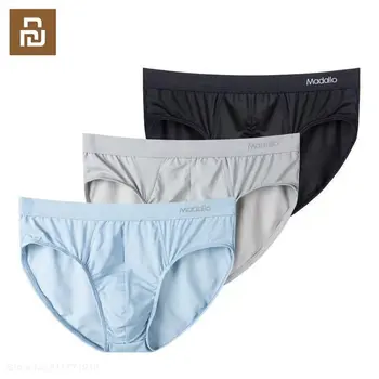 Youpin 3pcs Gelo Seda Underwear Homens de Verão Fina de Seda Respirável para o sexo Masculino Triângulo Shorts, Cuecas Frouxas Plus Size L-4XL