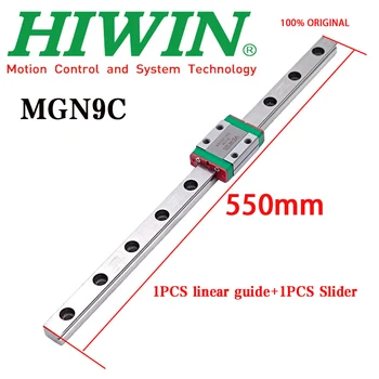 HIWIN Genuíno MGN9C MGN9 em Miniatura Linear de Trilho de Guia apresentação de 550mm 1Pcs MGN9 Guia Linear+ 1Pcs MGN9C controle Deslizante Para a Impressora 3D CNC