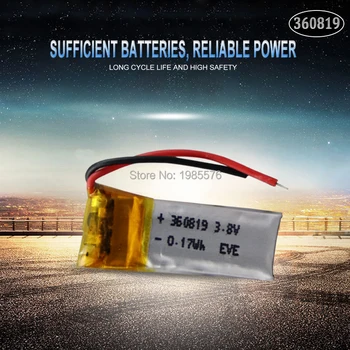 3,7 V polimerização bateria de lítio 360819 50MAH Bluetooth fone de ouvido MP3 MP4 Bluetooth pequeno brinquedo de som Recarregável do Li-íon da Célula