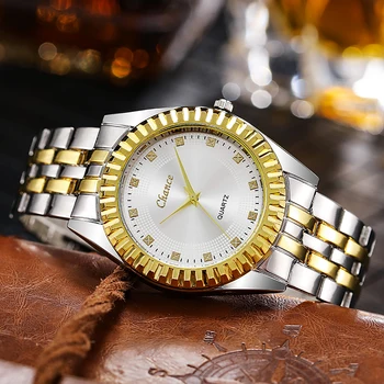 Dos Homens de Aço inoxidável Relógios de Quartzo Relógio Masculino montre de luxe homme Moda Gold Mens relógio de Pulso montre homme dropshipping