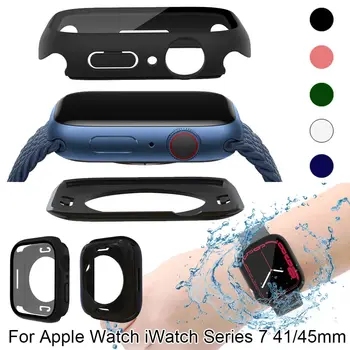 Borda dura Impermeável Quadro Shell PC Case de Proteção Para Apple Relógio iWatch Série 7 41 45mm Smart Watch Escala Tampa de Proteção