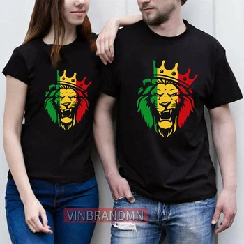 Vinbrandmn Rasta Leão de Judá Tshirt mulheres homens Reggae Rastafari Birr Leão T-shirt unisexo Tendência de Moda dos Namorados Superior Tee