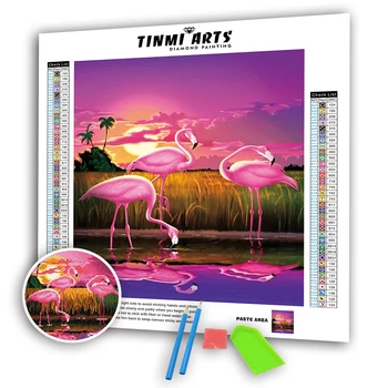 5D DIY Diamante Pinturas de Rodada Completa da Broca Flamingo no pôr do Sol Mosaico de Arte Animal Kits de Bordado de Adesivos de Parede Decoração Home