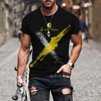 Cor 3D Padrão X t-shirts Para os Homens Vintage Casual T-shirt Moda de Rua T-shirt homem manga Curta, com gola Solta Oversized T-shirt Tops