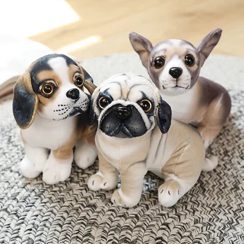 20CM de desenhos animados Simulação de Cães Realistas Brinquedo Pug Bulldog Chihuahua Bonecos de Pelúcia Lindo Filhote de Pelúcia para Crianças, Presente de Aniversário