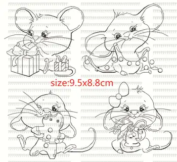 Animais Mouse Transparente de Silicone Carimbo de Borracha E Morrer Folha de Agarrar Scrapbooking DIY Bonito Padrão Álbum de Fotos