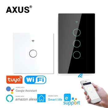 AXUS Tuya Vida Inteligente em Casa Casa de wi-Fi Remoto sem Fios, Interruptores de Parede Touch Sensor de Controle de wi-Fi Smart Switch Alexa Inicial do Google 220V