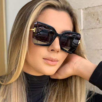 Marca Designer de T Óculos de sol 2022 Novo Oversized Quadrado Mulheres de Óculos de Sol Feminino Grande Quadro Colorido de Tons para as Mulheres Oculos
