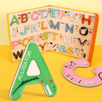 Montessori Crianças Magnético Livro de Adesivos de Quebra-cabeça Portátil Carta Cognitivo Correspondente Magnético Quebra-cabeça de Educação de Brinquedo