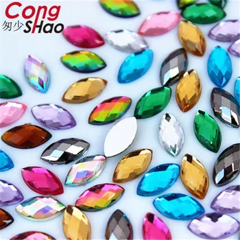 Cong Shao 500pcs 5*10mm Colorido Cavalo de olho flatback Acrílico cristal de rocha guarnição pedras e cristais de Decoração DIY Acessórios YB320