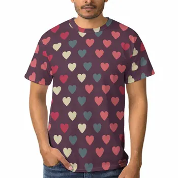 Homens e Mulheres de Coração de Amor Padrão de Manga Curta T-Shirt Impressos em 3D Bonito Streetwear Tops Casual O Pescoço Personalidade T-Shirts