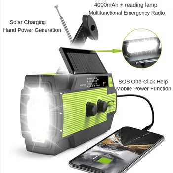 Solar Manivela Lanterna com Wireless Outdoor Rádio alto-Falante Solar de Carregamento Farol AM/FM/NOAA SOS Rádio Lâmpada de Emergência