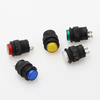 5Pcs 4pin Momentâneo / Travamento Tipo de 16MM Branco Vermelho Azul Verde Amarelo LED Lâmpada Redonda de reposição de Interruptor de Botão de pressão 3A/250VAC