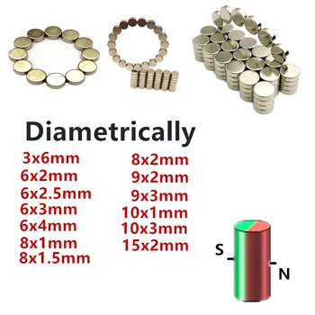 Neodimio Diametralmente 3x6 6x2 6x2.5 6x3 8x1, 8x1.5 8x2 10x1 19x3 15x2 mm 3mm 6mm 8mm Magnetizado Diâmetro da Haste do ímã encoder