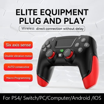 6-Eixo do Controlador de Jogo Duplo de Vibração do Motor compatível com Bluetooth Wireless Controlador de jogos de 360 Graus Anti Derrapante para PS4 opção NS