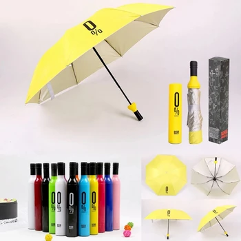Moda Garrafa de Vinho de Guarda-chuva Portátil Dobrável Automática Sol-chuva UV Mini Resistente ao Vento, Guarda-chuva Mulheres Homens Presentes Criativos