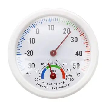 Higrômetro termômetro agulha do mostrador redondo TESTADOR interior exterior branco