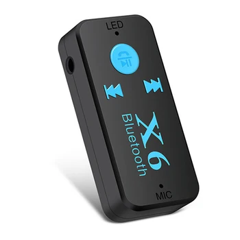 NOVA Atualização X6 5.0 Bluetooth compatíveis com Áudio Estéreo do Receptor Transmissor USB 3.5 mm Jack Receptor Para Carro Kit Adaptador sem Fio