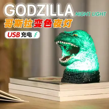 Godzilla Anime 3d Noite de Luz Para a Decoração do Quarto do Quarto de Crianças dos desenhos animados de Mesa Candeeiro de Mesa 7 Cores a Mudar a Atmosfera de Luz Presente Brinquedo