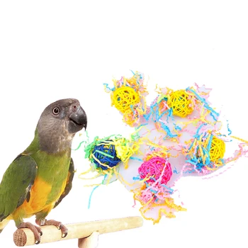 Papagaio Brinquedos Para Pássaros Acessórios Bola Gaiola de vime Decoração Calopsita Poleiro Brinquedo Periquito Periquito Africano Grey papagaai