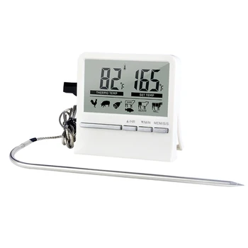 Digital de CHURRASCO Termômetro de Carne Grill Termômetro de Forno, com o Temporizador de Sonda de Aço Inoxidável Cozinha Cozinha Medição de Temperatura