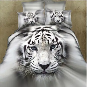 3D Animal de Capa de Edredão King/Queen Size Tigre Branco de Algodão Mistura da Venda Quente 3D Tampa de Cama Conjuntos de Cama 3pcs